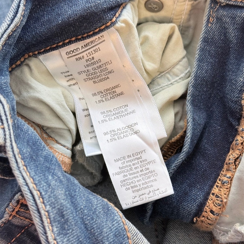 Good American Good Legs Straight Long Jeans Blue High Rise Size 8 29 - Picture 5 of 9